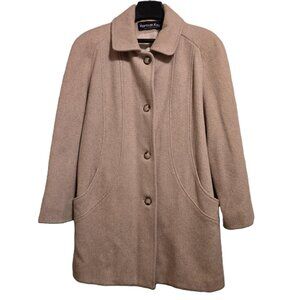 HERMAN KAY Vtg Quiet Luxury Lined Wool Blend Classic Pea Coat, Cream Women’s 12
